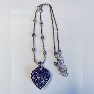 Vntg Brighton Large Puffed Heart Necklace
